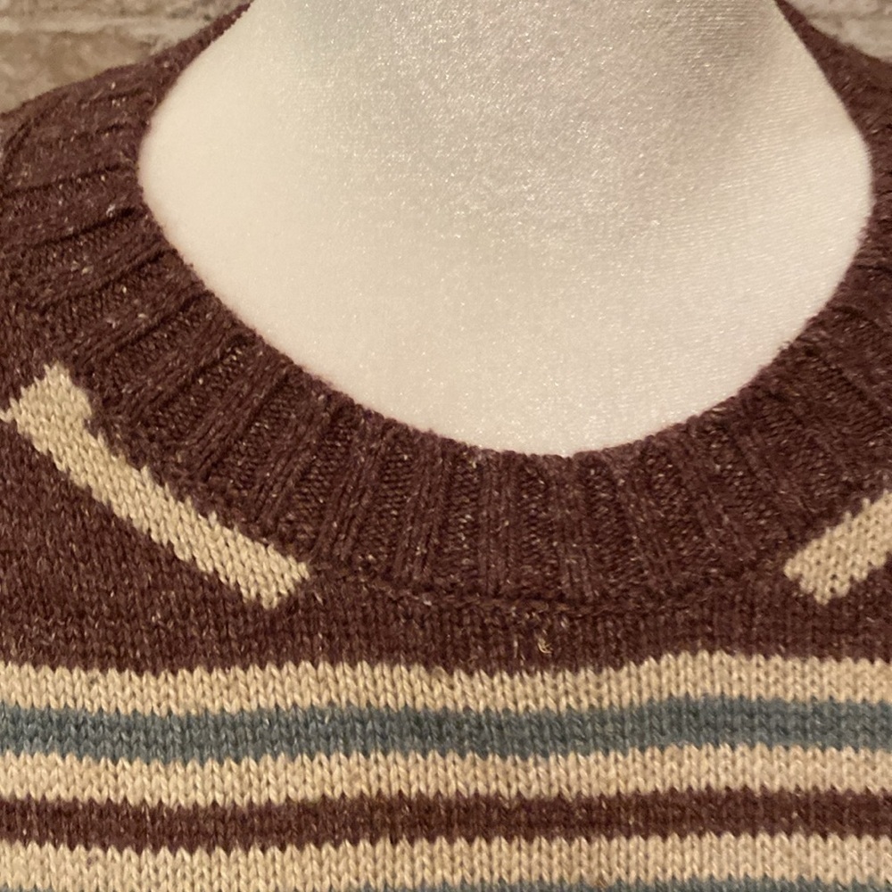 Abercrombie & Fitch sweater. Size S. Cream, brownish, light blue. Vintage.Aztec. - Picture 6 of 13